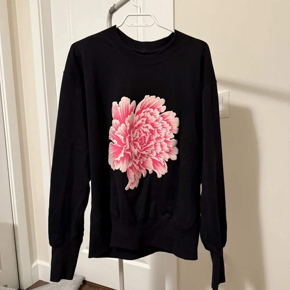 Y-3 Black Sweatshirt with Pink Floral Design - Picture 1 of 4